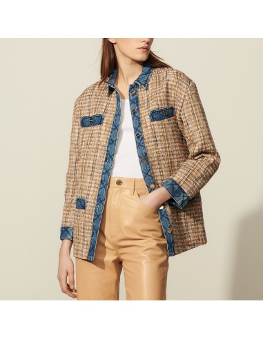 Veste en tweed à empiècements en jean basket pas cher