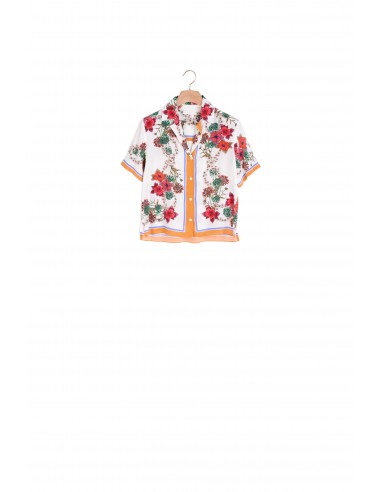 Chemise 100% soie imprimé fleuri pas cheres